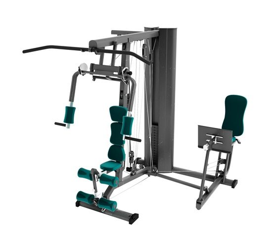 Ett multigym med benpress